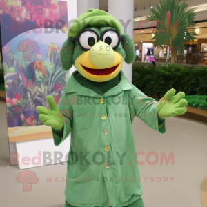 Green Monkey mascot costume character dressed with a Maxi Dress and Eyeglasses