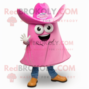 Pink Ray mascot costume character dressed with a Bootcut Jeans and Rings