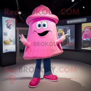 Pink Ray mascot costume character dressed with a Bootcut Jeans and Rings