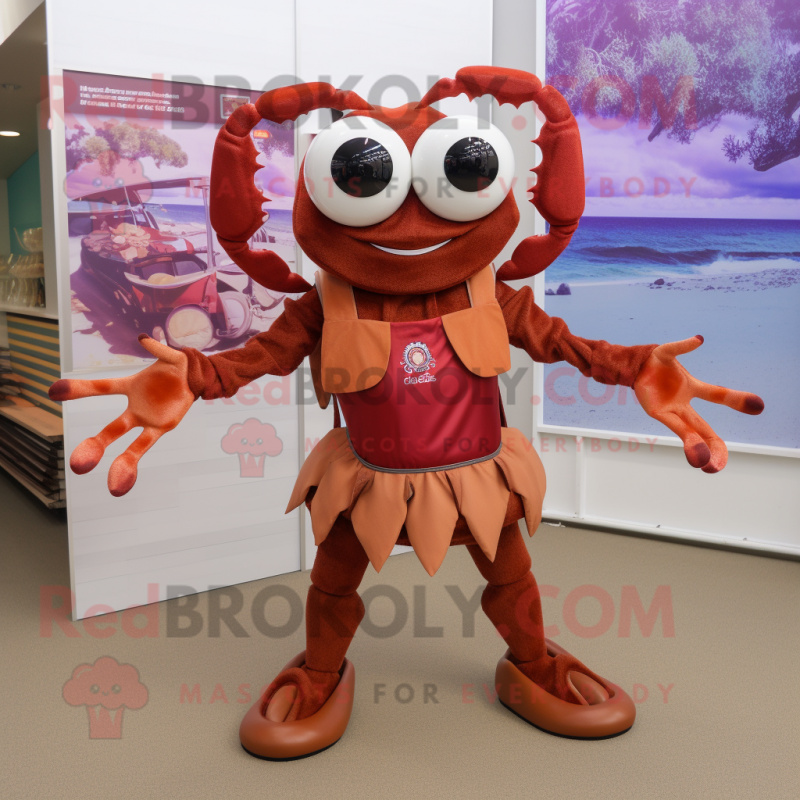 Maroon Crab Cakes mascot costume character dressed with a Bikini and Scarf clips Maroon Crab Cakes mascot costume character dressed with a Bikini and Scarf clips