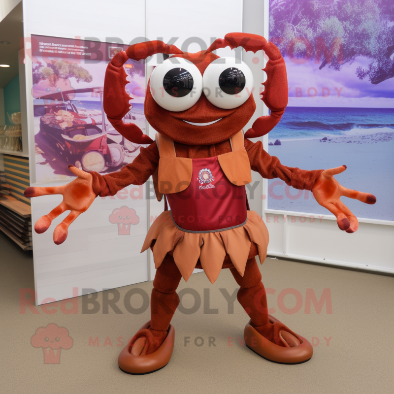 Maroon Crab Cakes mascot costume character dressed with a Bikini and Scarf clips