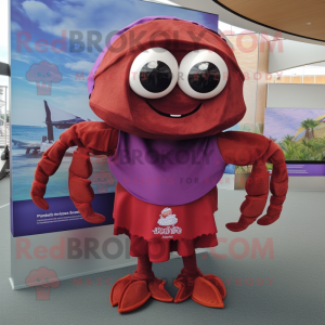 Maroon Crab Cakes mascot costume character dressed with a Bikini and Scarf clips