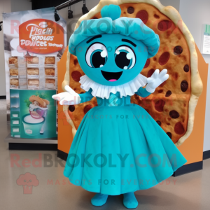 Blågrøn Pizza maskot...