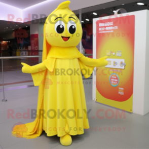 Lemon Yellow Bracelet mascot costume character dressed with a A-Line Skirt and Shawls
