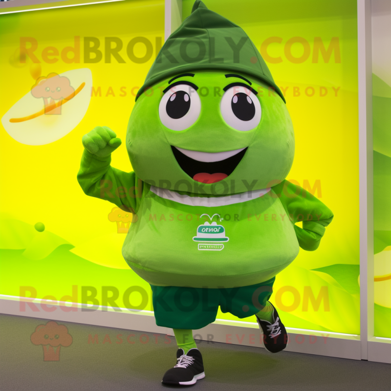 Olive Pho mascot costume character dressed with a Running Shorts and Caps Olive Pho mascot costume character dressed with a Running Shorts and Caps