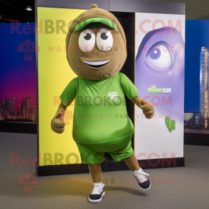 Olive Pho mascot costume character dressed with a Running Shorts and Caps