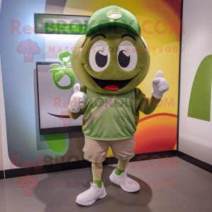 Olive Pho mascot costume character dressed with a Running Shorts and Caps