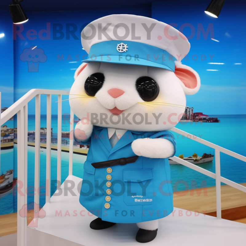 White Hamster mascot costume character dressed with a Swimwear and Berets