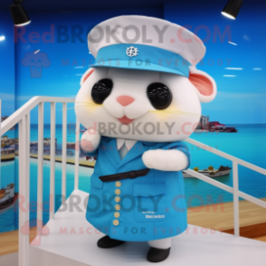 White Hamster mascot costume character dressed with a Swimwear and Berets