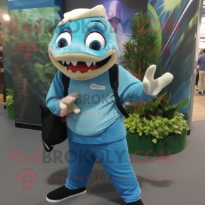 Cyan Barracuda maskot...