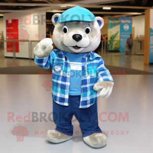 Blue Otter maskot kostume...