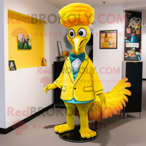 Gele pauw mascotte kostuum...