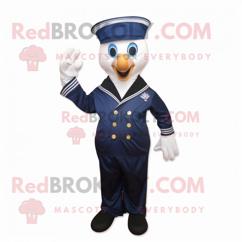 Navy Love Letter mascot costume character dressed with a A-Line Dress and Cufflinks Navy Love Letter mascot costume character dressed with a A-Line Dress and Cufflinks