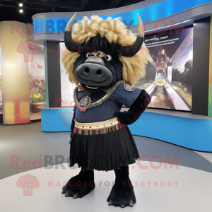 Sort Buffalo maskot kostume...