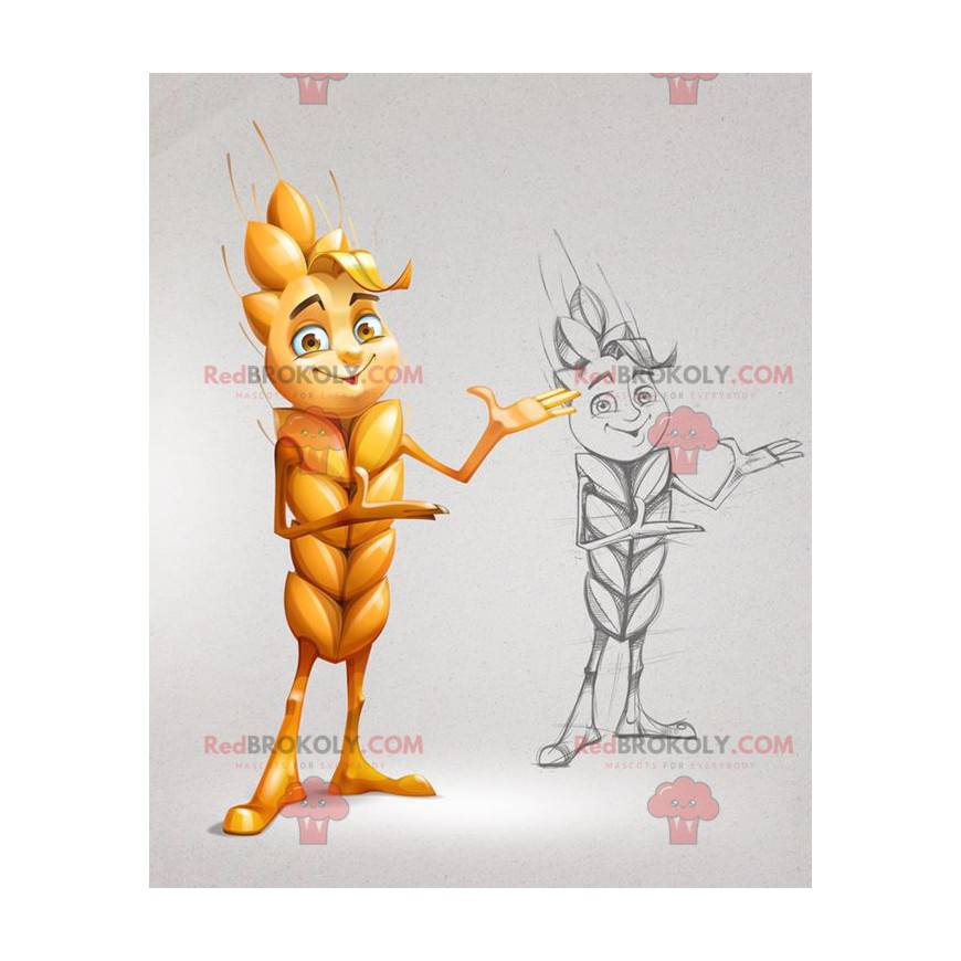 Mascote espiga de milho amarela e gigante - Redbrokoly.com