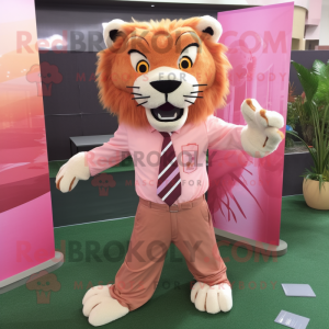 Pink sabeltand tiger maskot...