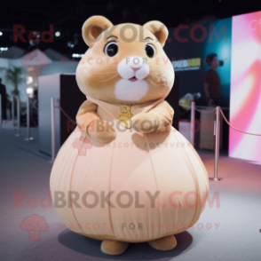 Tan Hamster mascot costume character dressed with a Ball Gown and Cufflinks