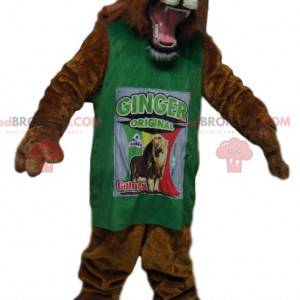 Mascote leão incrível com uma camisa verde - Redbrokoly.com