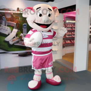 Wit roze mascotte kostuum...