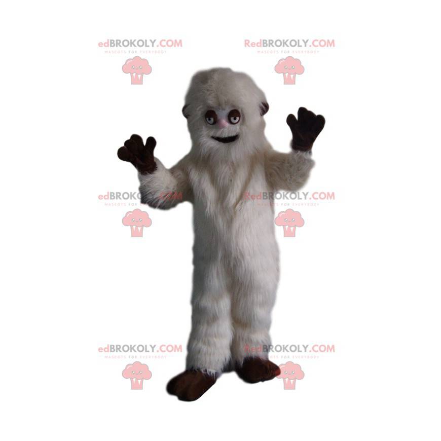 Cheerful white grizzly bear mascot. Grizzly bear costume -