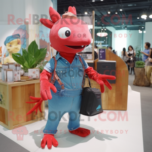 Rød Axolotls maskot kostume...