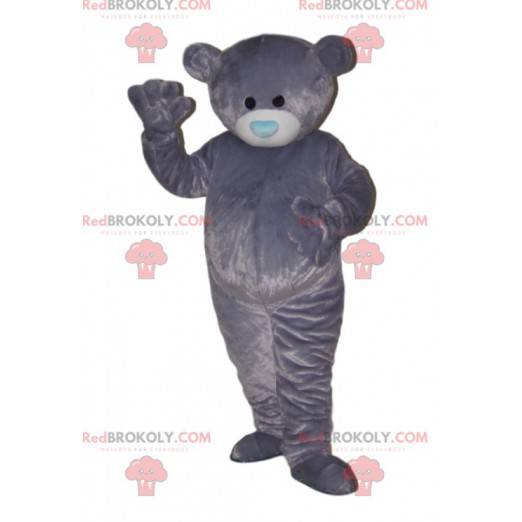 Mascote urso muito macio, com seu focinho azul. - Redbrokoly.com