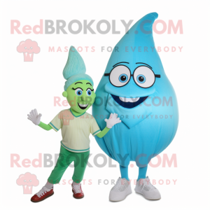 Cyan Onion maskot drakt...