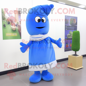 Blue Radish mascot costume character dressed with a Polo Shirt and Scarf clips