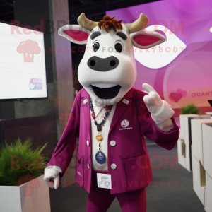 Magenta Jersey Cow maskot...