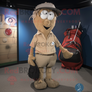 Tan Golf Bag maskot kostym...