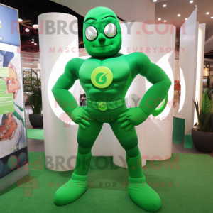 Grön superhjälte maskot...