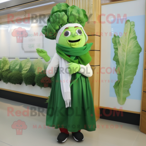 nan Spinach mascot costume character dressed with a Dress Shirt and Scarves