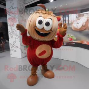 Rust Apple mascot costume character dressed with a Sweater and Hairpins