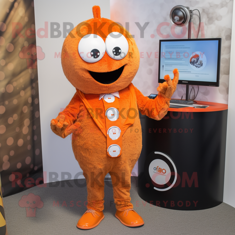 Rust Orange mascot costume character dressed with a Suit and Brooches