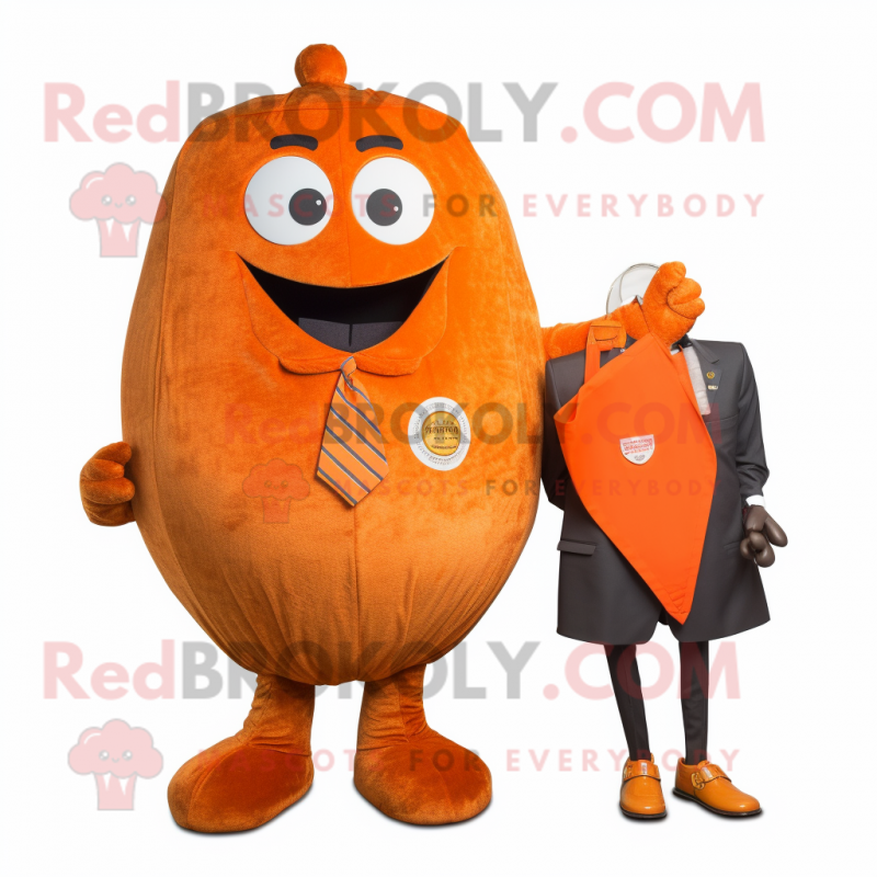 Rust Orange mascot costume character dressed with a Suit and Brooches