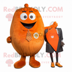 Rust Orange mascot costume character dressed with a Suit and Brooches