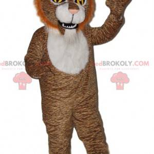 Maskot hnědý tygr s uhrančivýma očima - Redbrokoly.com