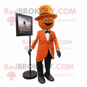 Rust Orange mascot costume character dressed with a Suit and Brooches