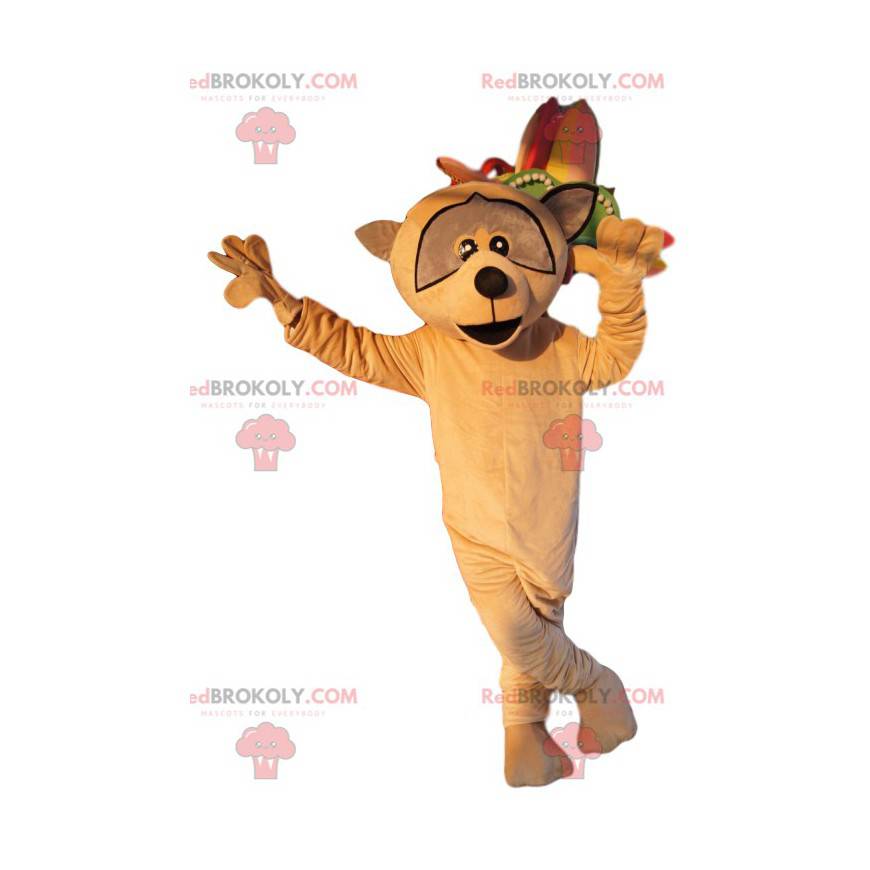 Mascotte de raton-laveur beige. Costume de raton-laveur -