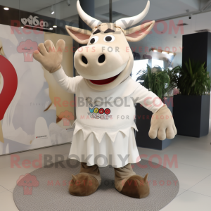 Beige Zebu maskot kostume...