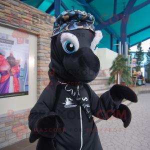 Black Seahorse mascotte...