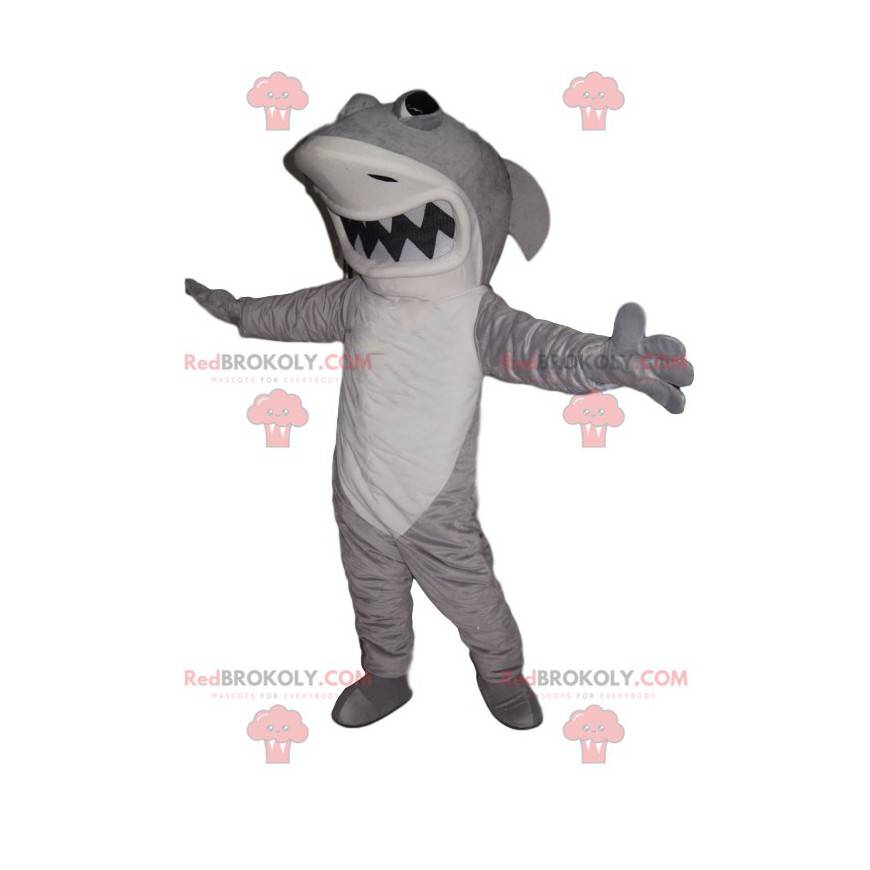 Mascot fierce white and gray shark - Redbrokoly.com