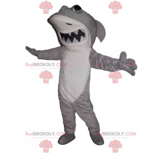 Mascot hård vit och grå haj - Redbrokoly.com