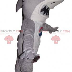 Mascot feroz tiburón blanco y gris - Redbrokoly.com