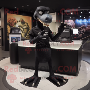 Black Deinonychus mascot costume character dressed with a Leggings and Handbags