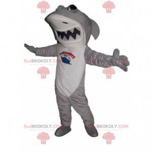 Mascot fierce white and gray shark - Redbrokoly.com