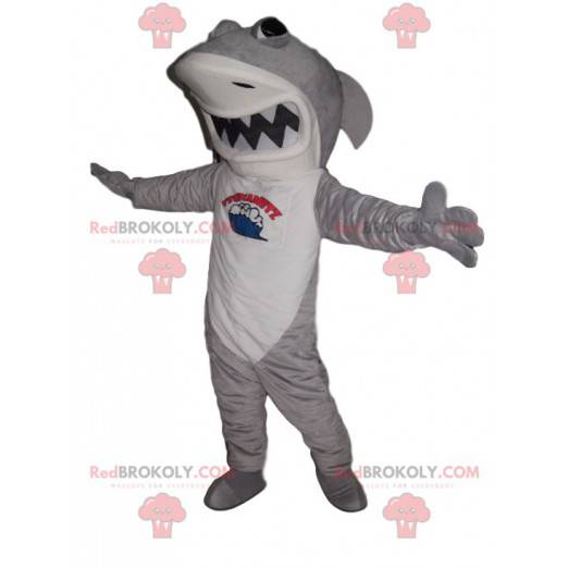 Mascot hård hvid og grå haj - Redbrokoly.com