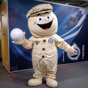 Cream Juggle mascot costume character dressed with a Cargo Pants and Tie pins