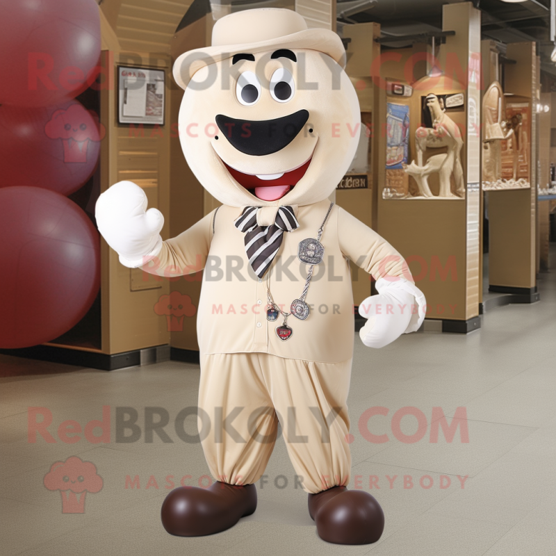 Cream Juggle mascot costume character dressed with a Cargo Pants and Tie pins