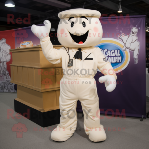 Cream Juggle mascot costume character dressed with a Cargo Pants and Tie pins